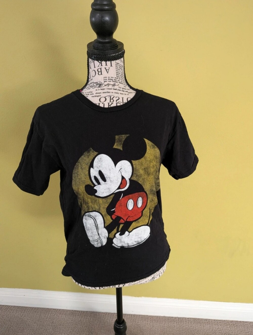 Disney Black Short Sleeve Tee with Classic Mickey Graphic